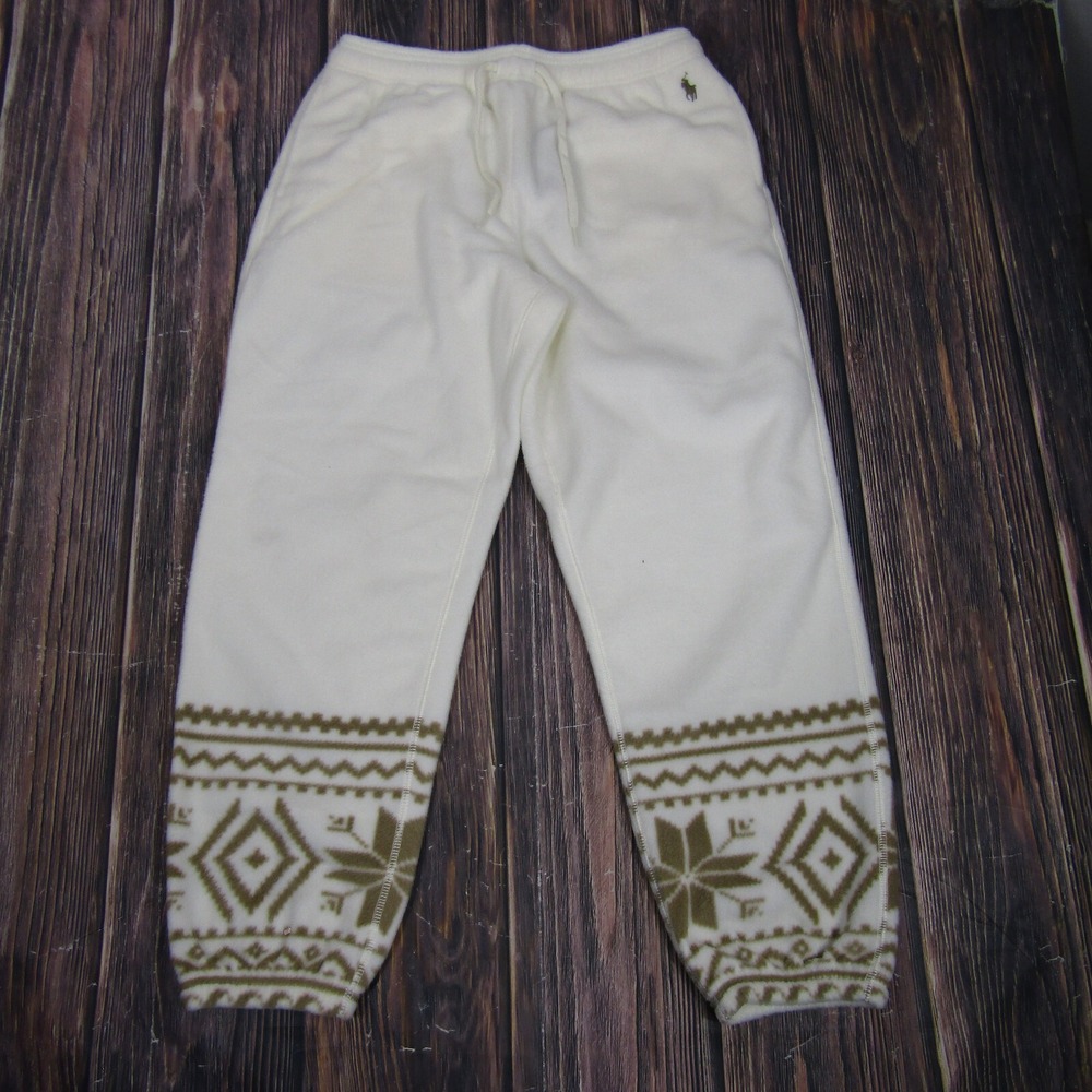 Polo Ralph Lauren Fleece Joggers Mens S Cream Fair Isle Snowflake 211922276001